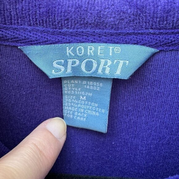 Koret Sport Vintage Womens Purple Full Zip Ruched High Collar Velour Jacket M - Picture 5 of 9